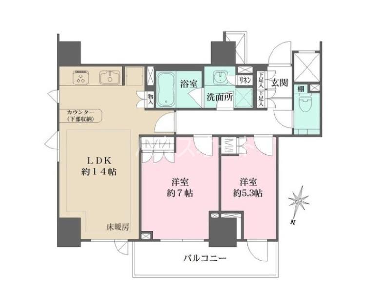 パークハウス平河町(2LDK/2階)の間取り写真