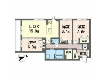 メゾンマスト一関(3LDK/1階)の間取り写真