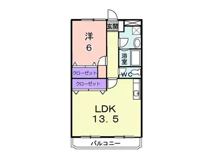 ニューマリッチミマヤ(1LDK/2階)の間取り写真