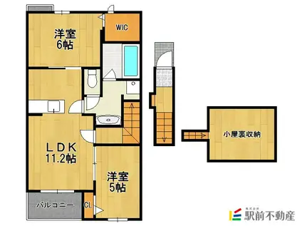 カーサ・ソレイユB(2LDK/2階)の間取り写真