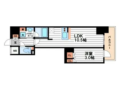 フロントフィールド鶴見ウエスト(1K/3階)の間取り写真