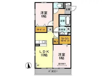 レジデンスIMIII(2LDK/3階)の間取り写真