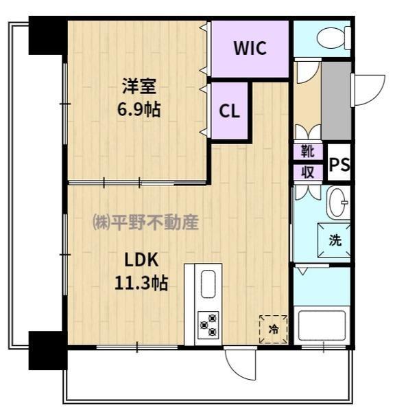 エトランゼ東櫛原15(1LDK/7階)の間取り写真