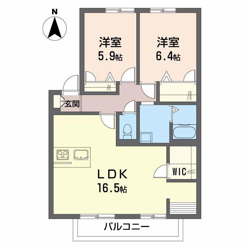 グローリータウン(2LDK/1階)の間取り写真