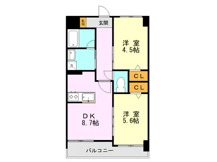 グレイスピア大津3(2DK/5階)の間取り写真