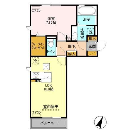 京成千原線 千葉寺駅 徒歩5分 3階建 築8年(1LDK/3階)の間取り写真
