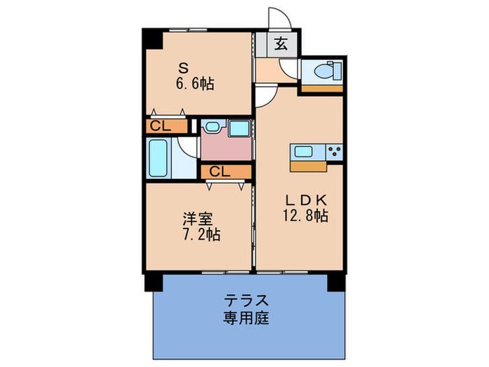 クラヴィエ西梅田(1SLDK/1階)の間取り写真