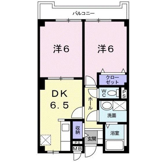フレグランス焼山(2DK/2階)の間取り写真