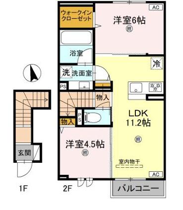 アンクレール(2LDK/2階)の間取り写真