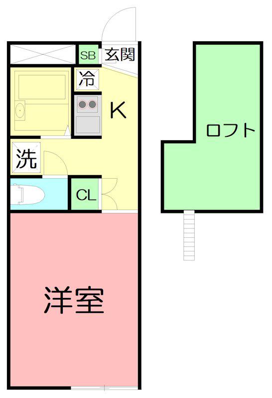 サンハイム(1K/2階)の間取り写真