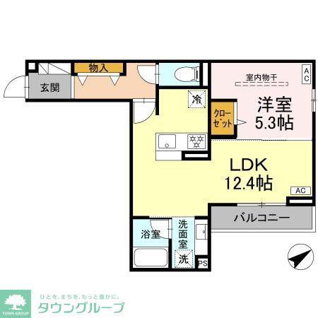 アルスフィルド相模原(1LDK/2階)の間取り写真