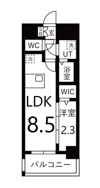 メイクスアート名古屋城西(1LDK/7階)の間取り写真