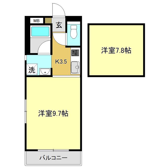 サンライズマンション二葉町(1K/4階)の間取り写真