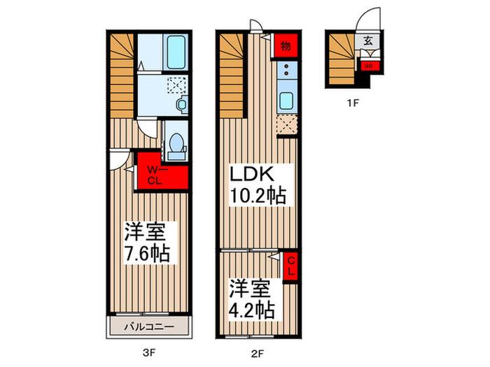 ミハス中浦和(2LDK/1階)の間取り写真