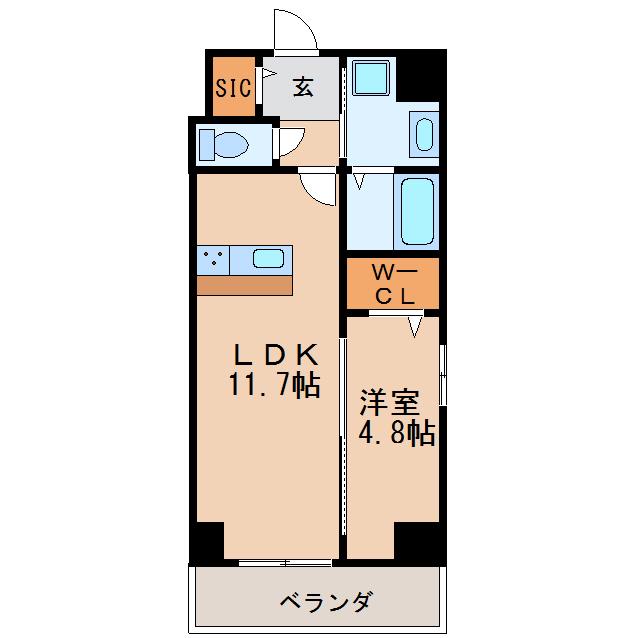 GRAN DUKE栄ELIMA(1LDK/12階)の間取り写真