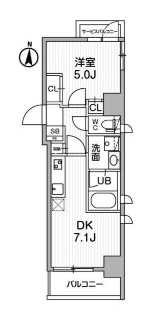 ALTERNA錦糸町(1DK/2階)の間取り写真