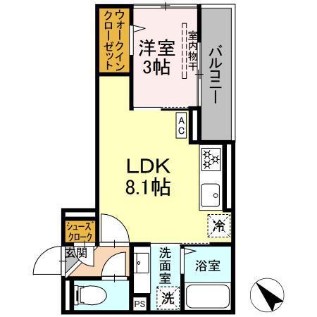D PAINA西寺尾(1LDK/3階)の間取り写真