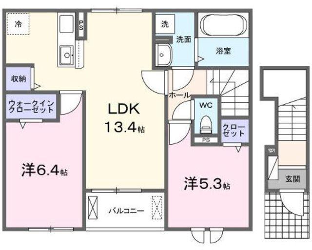 ヴァン リュミエール(2LDK/2階)の間取り写真