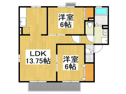 プランドールパピオンB(2LDK/1階)の間取り写真