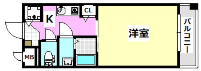 ヴィオレ茨木(1K/3階)の間取り写真