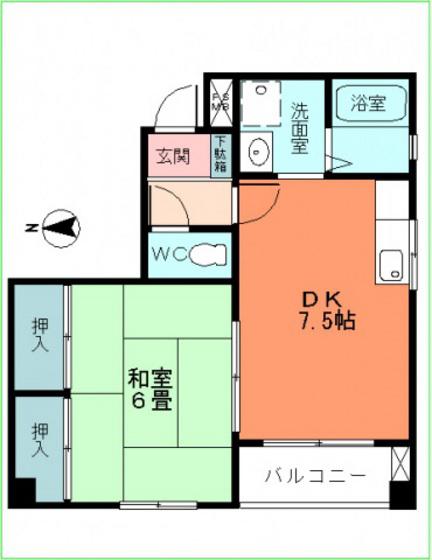 パークサイドYNY(1DK/3階)の間取り写真