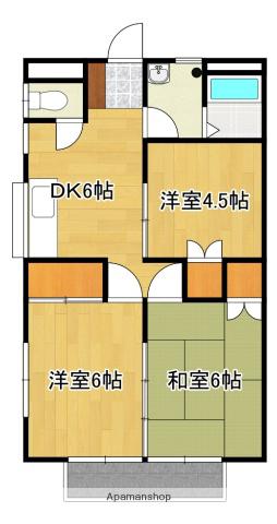 ヴィラ田富(3DK/2階)の間取り写真