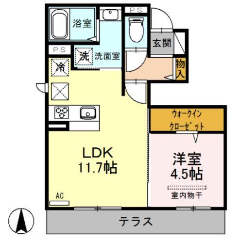 ROSETTA(1LDK/1階)の間取り写真