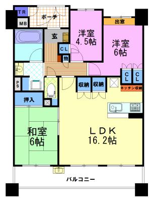 シンフォニックガーデン宇都宮(3LDK/4階)の間取り写真