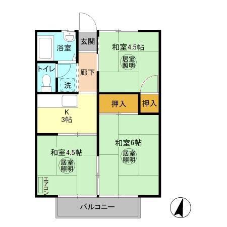 コーポ冨田I(3K/2階)の間取り写真