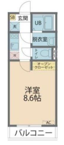 カインドネス相模大野II(1K/1階)の間取り写真
