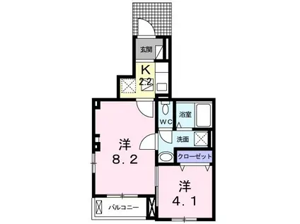 名鉄名古屋本線 美合駅 徒歩16分 3階建 築7年(2K/1階)の間取り写真