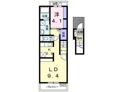 リバージュ厚木V(1LDK/2階)の間取り写真