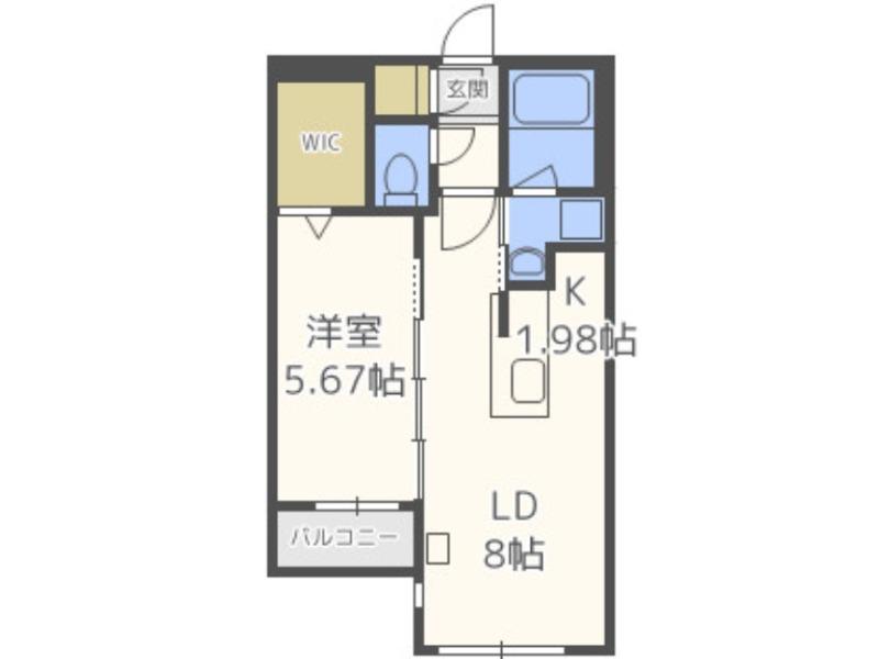 シャトーライフ近代美術館前1(1LDK/3階)の間取り写真