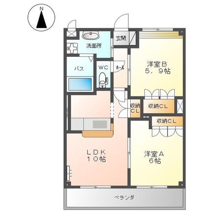 エバーエデンC 202(2LDK/2階)の間取り写真