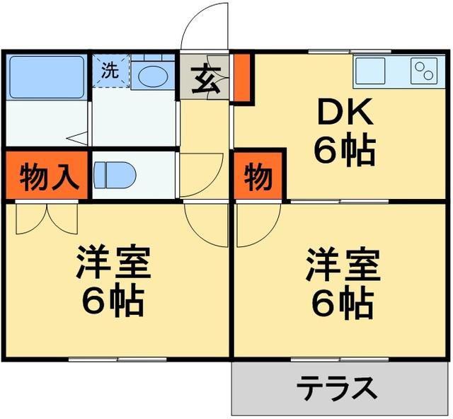 リヴェール流山江戸川台(2DK/2階)の間取り写真