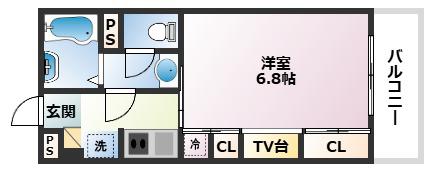 ハビテ本山中町(1K/2階)の間取り写真