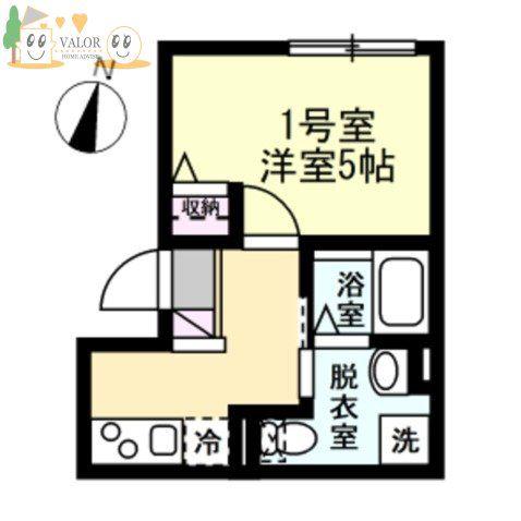 ベイルーム小田栄II(1K/2階)の間取り写真