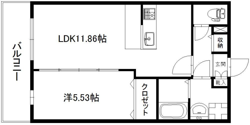 WISTARIA(1LDK/3階)の間取り写真