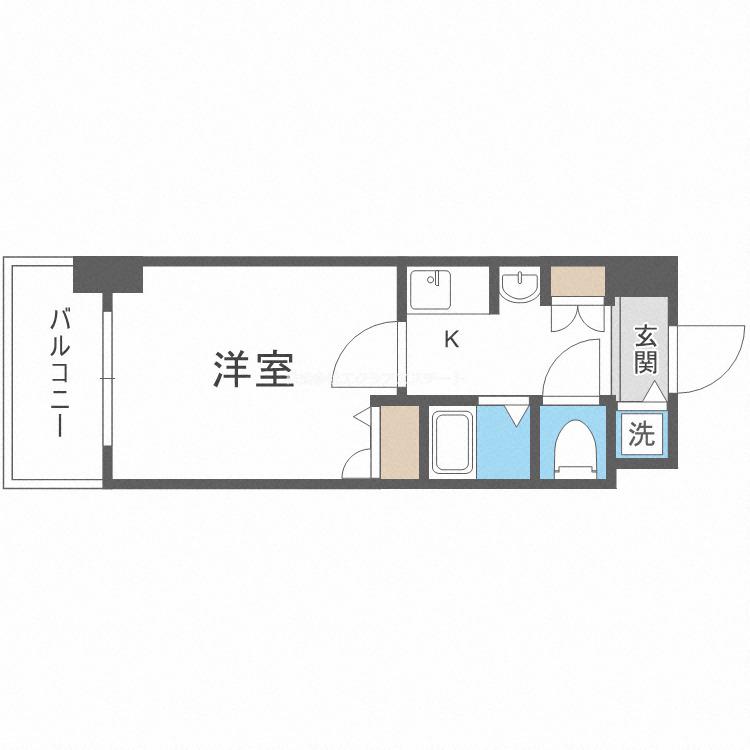 プレサンスセンターコア大阪(1K/3階)の間取り写真