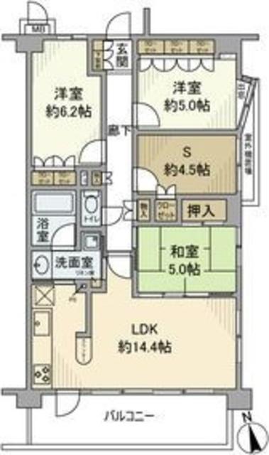 サンクレイドル日野(3SLDK/2階)の間取り写真