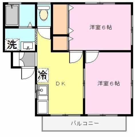 SELVA(2DK/2階)の間取り写真