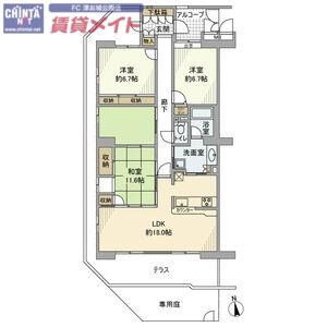 サンマンションアトレ桜橋(3LDK/1階)の間取り写真