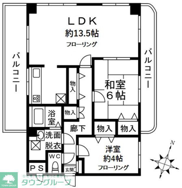 あい蘭道壱番館(2LDK/3階)の間取り写真