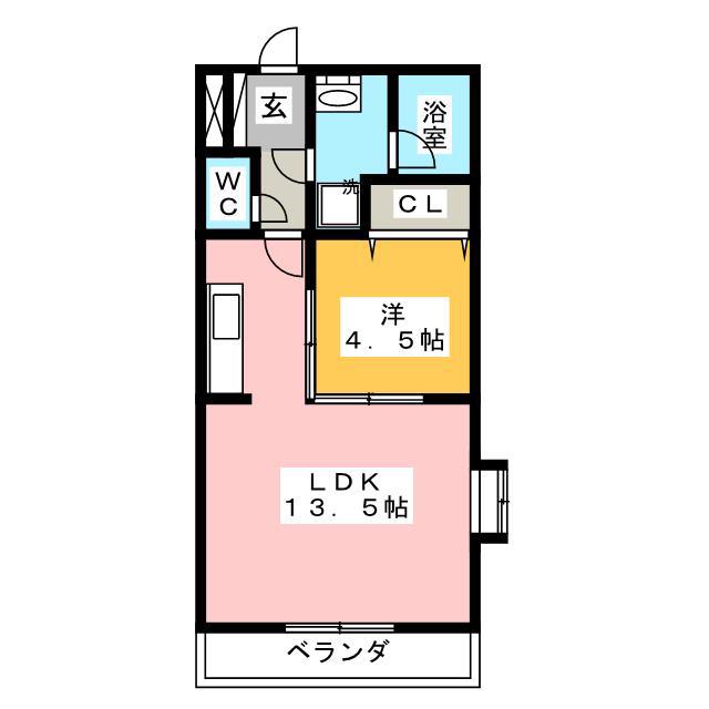 LOBELIA(1LDK/1階)の間取り写真