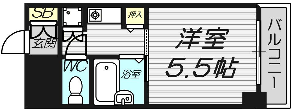 クラウンハイム(1K/8階)の間取り写真