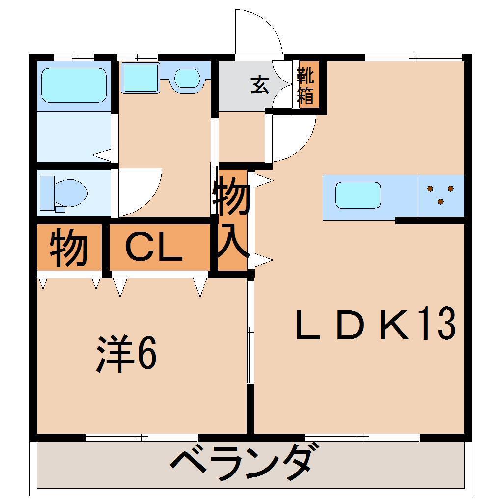 ピーチハイツB(1LDK/1階)の間取り写真