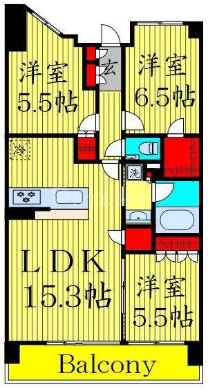 オアシティ錦糸町(3LDK/10階)の間取り写真