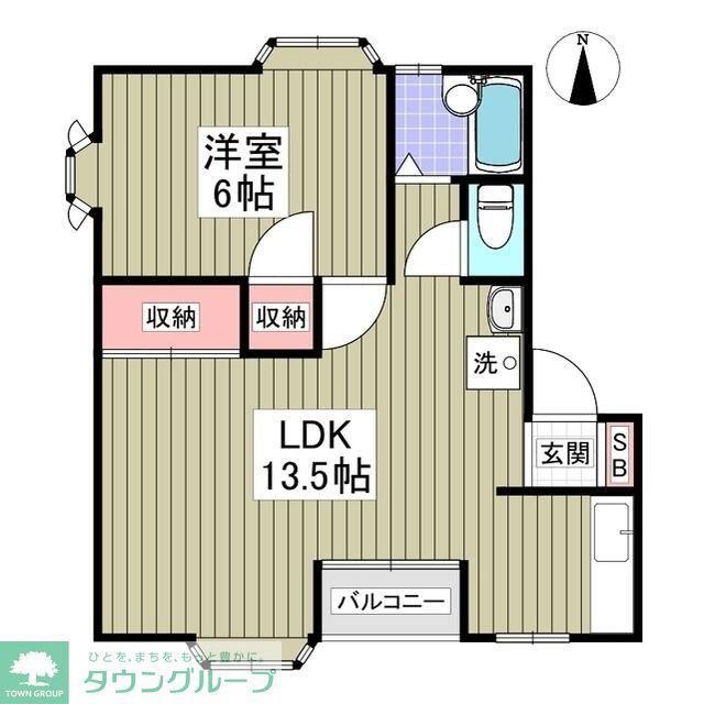 ルビーヒルズB(1LDK/2階)の間取り写真