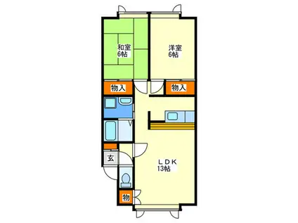 ツインポイントB(2LDK/2階)の間取り写真