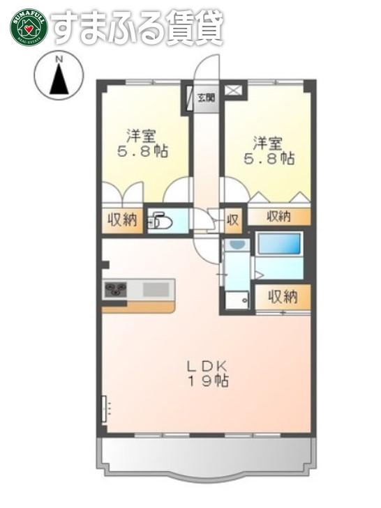 プリマヴェイラIII(2LDK/3階)の間取り写真